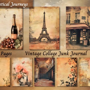 Vintage Collage Junk Journal Paper, Aged Old Printable Ephemera, Digital Scrapbook Collage Sheet Pages, Shabby Chic Mixed Media Background