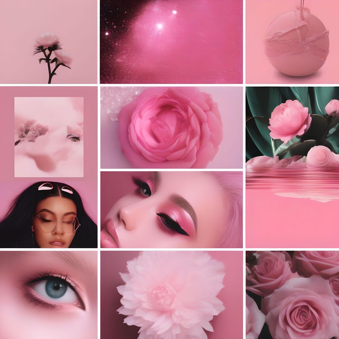 Hot Pink Collage Kit Pink Wall Collage Baddie Aesthetic Etsy