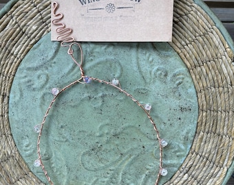 Handcrafted Copper Hummingbird Swing/Perch - Pink and Clear Glass Beaded - “Spellbound”