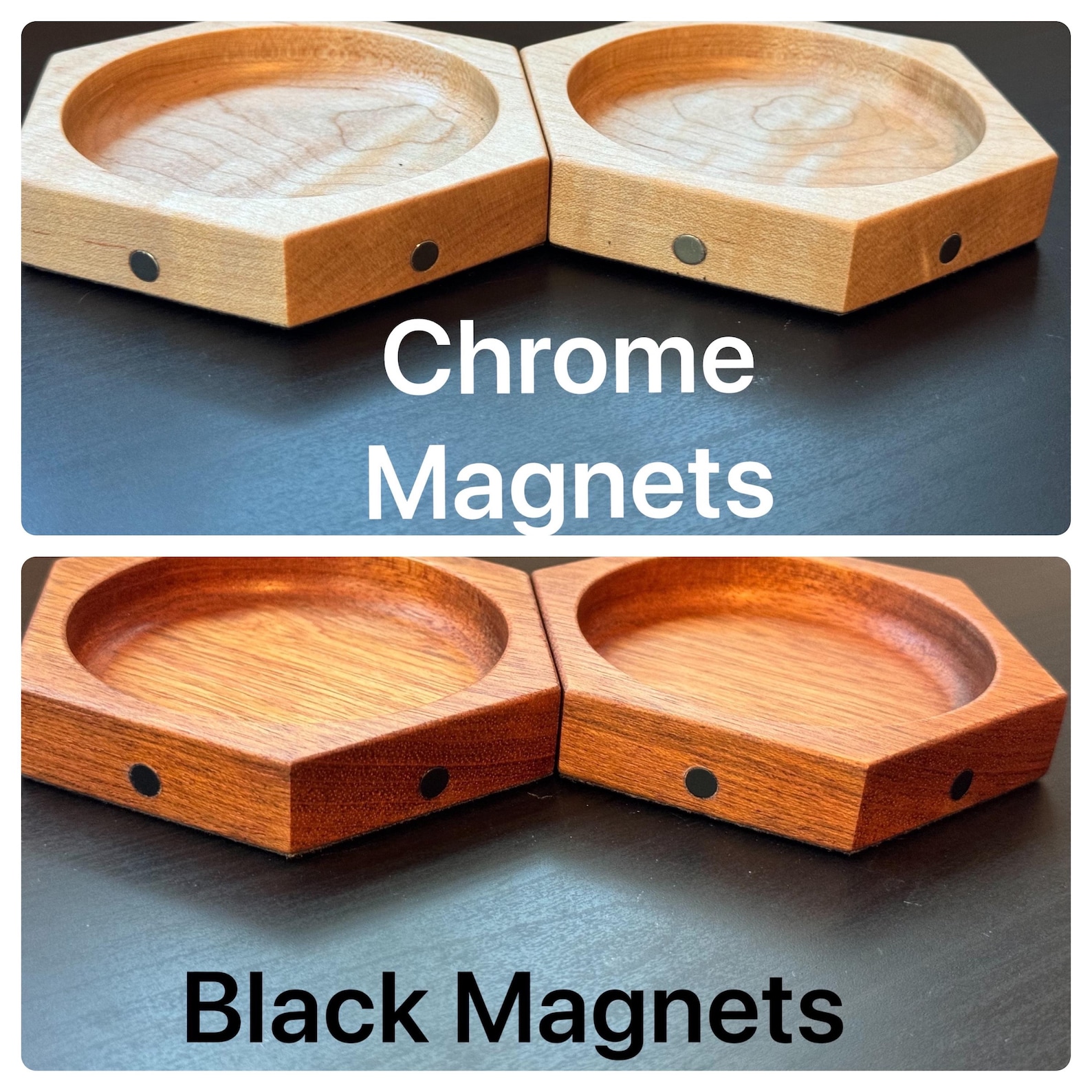 Token Tray for Board Games (Amazakoue/Brazialian Cherry/Leopardwood/Osage Orange/Purpleheart) - Purpleheart, Chrome Magnets