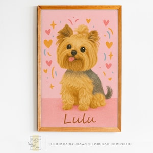 Custom Badly Drawn Pet Portrait, Cute Pet Portrait, Pet Memorial, Unique Pet Poster, Custom Pet Portrait, Trendy Pet Gift, Pet Lover Gift