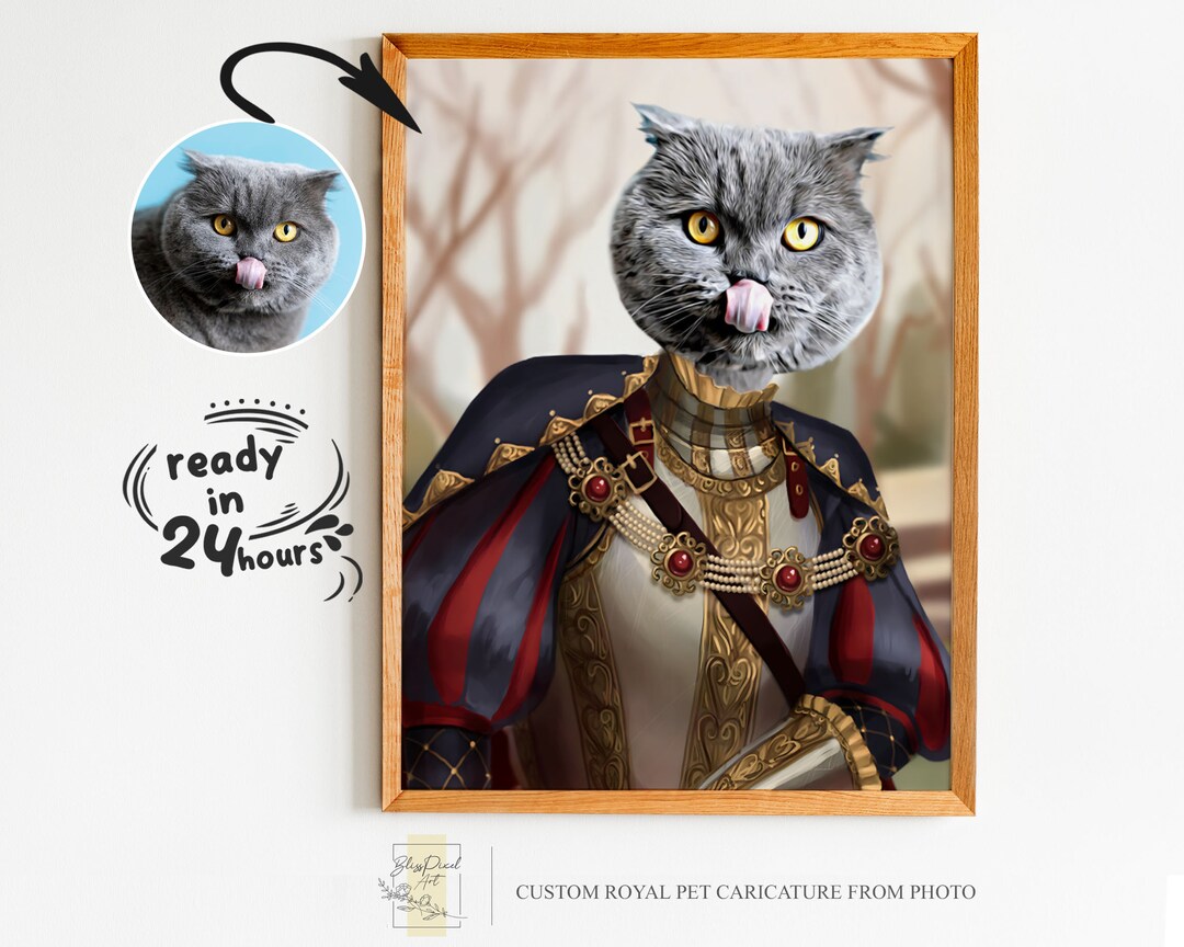 Custom Royal Pet Portrait From Photo, Renaissance Pet Portrait, Gift ...