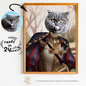 Custom Royal Pet Portrait from Photo, Renaissance Pet Portrait, Gift for Pet, Pet Lover Gift, Regal Pet Portrait, Royal Portrait from Photo