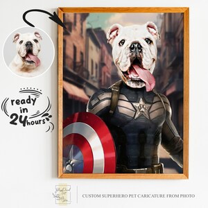 Personalisiertes Superhelden Tierportrait vom Foto, Tierportrait, Geschenk für Haustier, Tierliebhaber Geschenk, Super Pet Portrait, Superheld, Tierportrait vom Foto