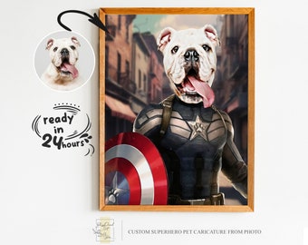 Custom Superhero Pet Portrait from Photo, Pet Portrait, Gift for Pet, Pet Lover Gift, Super Pet Portrait, Superhero, Pet Portrait from Photo