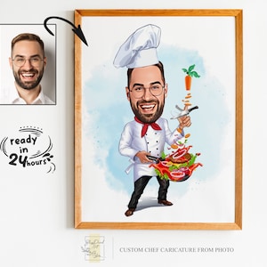 Custom Male Chef Cartoon Portrait, Chef Caricature, Gift for Chef , Chef Cartoon, Funny Chef Gift, Custom Caricature from Photo, Chef Gift