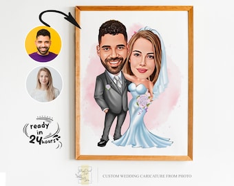 Hochzeitskarikatur für Paar, Hochzeitskarikatur, Geschenk für Paar, Hochzeitskarikatur vom Foto, Hochzeitskarikatur Portrait, Hochzeitsportrait