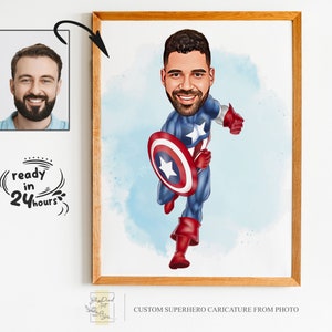 Benutzerdefinierte Superheld Cartoon Porträt, Superheld Porträt, Geschenk für Papa, Benutzerdefinierte Cartoon, Superheld Karikatur, Karikatur vom Foto, Superheld