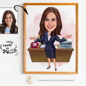 Benutzerdefinierte Boss Cartoon Portrait, Boss Portrait, Geschenke für Boss, Boss Karikatur, Boss Lady Cartoon, lustige Boss Lady Karikatur, Boss Art