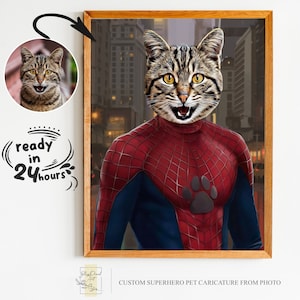 Custom Superhero Pet Portrait from Photo, Pet Portrait, Gift for Pet, Pet Lover Gift, Super Pet Portrait, Superhero, Pet Portrait from Photo