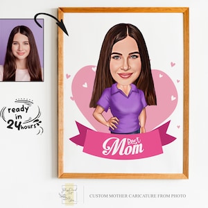 Benutzerdefinierte Mutter Cartoon Porträt, Mutter Karikatur, Geschenk für Mutter, Mutter Cartoon, Karikatur vom Foto, Muttertagsgeschenk, Mutter Geschenk, lustige Mutter