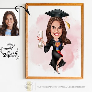 Ritratto di cartone animato di laurea personalizzato, Ritratto di laurea, Regalo di laurea, Cartone animato di laurea, Caricatura di laurea, Caricatura da foto