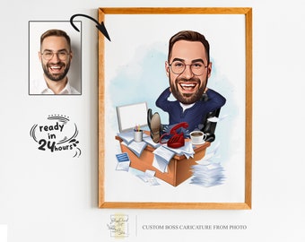 Benutzerdefinierte Boss Karikatur vom Foto, Boss Geschenk für Männer, Boss Cartoon, lustige Boss Karikatur, Boss Karikatur, Geschenk für Boss, Boss Digitales Geschenk