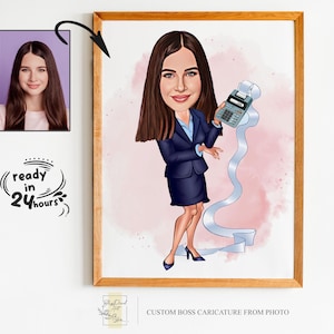 Custom Female Boss Cartoon Portrait, Boss Portrait, Gifts for Boss, Boss Caricature, Boss Lady Cartoon, Funny Boss Lady Caricature, Boss Art