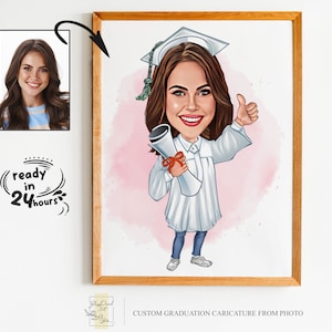 Custom Graduation Cartoon Portrait, Graduation Portrait, Graduation Gift, Graduation Cartoon, Graduation Caricature, Caricature from Photo