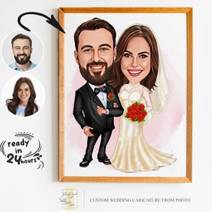 Hochzeitskarikatur für Paar, Hochzeitskarikatur, Geschenk für Paar, Hochzeitskarikatur vom Foto, Hochzeitskarikatur Portrait, Hochzeitsportrait