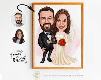 Hochzeitskarikatur für Paar, Hochzeitskarikatur, Geschenk für Paar, Hochzeitskarikatur vom Foto, Hochzeitskarikatur Portrait, Hochzeitsportrait