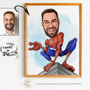 Benutzerdefinierte Superheld Cartoon Porträt, Superheld Porträt, Geschenk für Papa, Benutzerdefinierte Cartoon, Superheld Karikatur, Karikatur vom Foto, Superheld