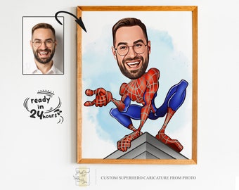 Custom Superhero Cartoon Portrait, Superhero Portrait, Gift for Dad, Custom Cartoon, Superhero Caricature, Caricature from Photo, Superhero