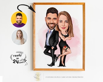 Custom Couple Cartoon Portrait, Couple Portrait, Couple Gift, Couple Caricature, Family Portrait, Custom Caricature, Anniversary Gift