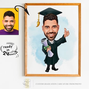 Custom Graduation Cartoon Portrait, Graduation Portrait, Graduation Gift, Graduation Cartoon, Graduation Caricature, Caricature from Photo