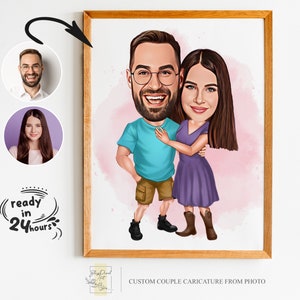 Benutzerdefiniertes Paar Cartoon Portrait, Paar Porträt, Paar Geschenk, Paar Karikatur, Familienporträt, Benutzerdefinierte Karikatur, Jubiläumsgeschenk