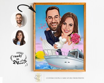 Custom Couple Cartoon Portrait, Couple Portrait, Couple Gift, Couple Caricature, Family Portrait, Custom Caricature, Anniversary Gift