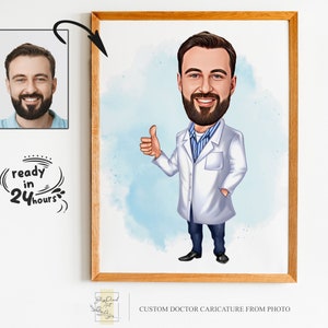 Retrato de dibujos animados de médico masculino personalizado, retrato de médico, caricatura de médico, regalo de médico masculino, regalos para médico, dibujo de dibujos animados de médico, médico