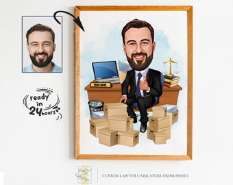 Custom Lawyer Cartoon Portrait, Lawyer Portrait, Lawyer Gift, Lawyer Cartoon, Custom Cartoon, Lawyer Caricature, Caricature from Photo