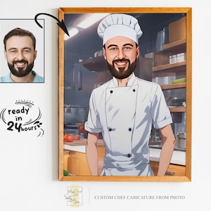 Custom Male Chef Cartoon Portrait, Chef Caricature, Gift for Chef , Chef Cartoon, Funny Chef Gift, Custom Caricature from Photo, Chef Gift