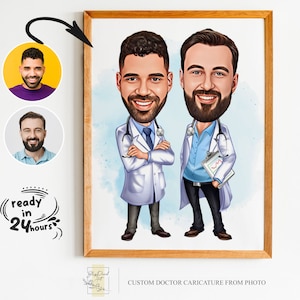 Custom Male Doctor Cartoon Portrait, Doctor Portrait, Doctor Caricature, Men Doctor Gift, Gifts for Doctor, Doctor Cartoon Drawing, Doctor