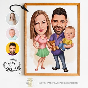 Benutzerdefinierte Familienkarikaturporträt, Familienporträt, Familiengeschenk, Familienkarikatur, benutzerdefinierte Karikatur, Karikatur vom Foto, Familienkarikatur