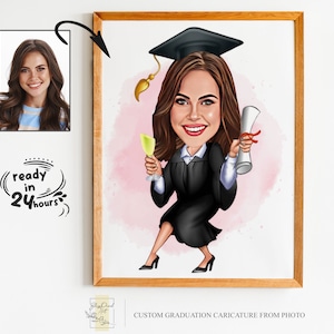 Custom Graduation Cartoon Portrait, Graduation Portrait, Graduation Gift, Graduation Cartoon, Graduation Caricature, Caricature from Photo