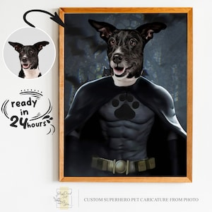 Personalisiertes Superhelden Tierportrait vom Foto, Tierportrait, Geschenk für Haustier, Tierliebhaber Geschenk, Super Pet Portrait, Superheld, Tierportrait vom Foto
