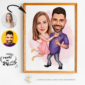 Benutzerdefiniertes Paar Cartoon Portrait, Paar Porträt, Paar Geschenk, Paar Karikatur, Familienporträt, Benutzerdefinierte Karikatur, Jubiläumsgeschenk
