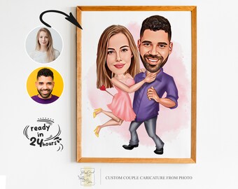 Custom Couple Cartoon Portrait, Couple Portrait, Couple Gift, Couple Caricature, Family Portrait, Custom Caricature, Anniversary Gift