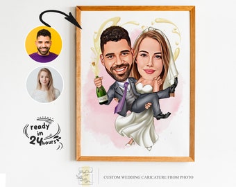 Hochzeitskarikatur für Paar, Hochzeitskarikatur, Geschenk für Paar, Hochzeitskarikatur vom Foto, Hochzeitskarikatur Portrait, Hochzeitsportrait