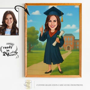 Custom Graduation Cartoon Portrait, Graduation Portrait, Graduation Gift, Graduation Cartoon, Graduation Caricature, Caricature from Photo