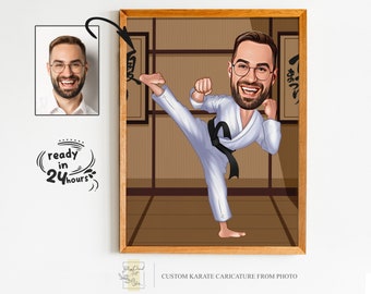 Custom Karate Cartoon Portrait, Karate Caricature, Karate Gift, Karate Cartoon, Karate Portrait, Custom Caricature from Photo, Martial Arts