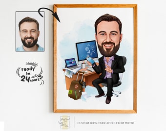 Benutzerdefinierte Boss Karikatur vom Foto, Boss Geschenk für Männer, Boss Cartoon, lustige Boss Karikatur, Boss Karikatur, Geschenk für Boss, Boss Digitales Geschenk