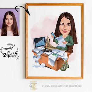 Custom Female Boss Cartoon Portrait, Boss Portrait, Gifts for Boss, Boss Caricature, Boss Lady Cartoon, Funny Boss Lady Caricature, Boss Art