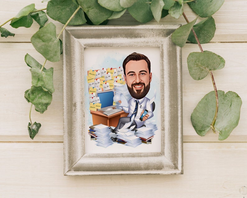 Custom Male Coworker Cartoon Portrait, Coworker Caricature, Gift for ...