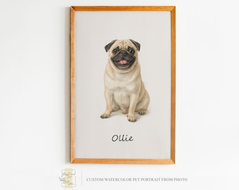 Benutzerdefinierte Mini Aquarell Haustier Porträt, benutzerdefinierte Haustier Gemälde, Haustier Gedenkgeschenk, gemaltes Haustier Porträt, kleines Hunde Porträt, Katzenhund Gemälde