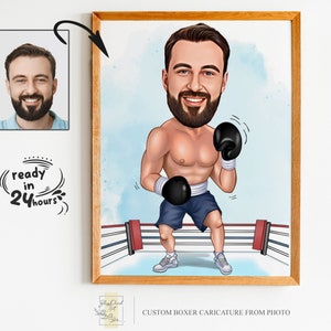 Benutzerdefinierte Boxer Cartoon Portrait, Boxer Karikatur, Boxer Geschenk, Kämpfer Cartoon, Boxer Portrait, Boxer Karikatur vom Foto, lustiger Boxer zeichnen