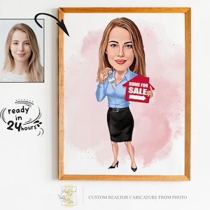 Custom Realtor Cartoon Portrait, Realtor Caricature, Realtor Gift, Real Estate Cartoon, Realtor Portrait, Realtor Caricature from Photo