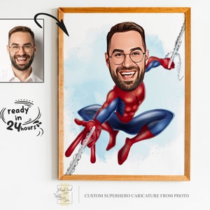 Benutzerdefinierte Superheld Cartoon Porträt, Superheld Porträt, Geschenk für Papa, Benutzerdefinierte Cartoon, Superheld Karikatur, Karikatur vom Foto, Superheld