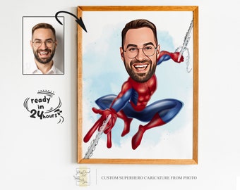Custom Superhero Cartoon Portrait, Superhero Portrait, Gift for Dad, Custom Cartoon, Superhero Caricature, Caricature from Photo, Superhero