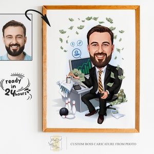 Benutzerdefinierte Boss Karikatur vom Foto, Boss Geschenk für Männer, Boss Cartoon, lustige Boss Karikatur, Boss Karikatur, Geschenk für Boss, Boss Digitales Geschenk