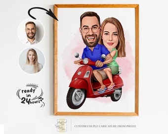 Custom Couple Cartoon Portrait, Couple Portrait, Couple Gift, Couple Caricature, Family Portrait, Custom Caricature, Anniversary Gift