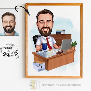 Caricatura del capo personalizzata da foto, regalo del capo per gli uomini, cartone animato del capo, caricatura del capo divertente, caricatura del capo, regalo per il capo, regalo digitale del capo